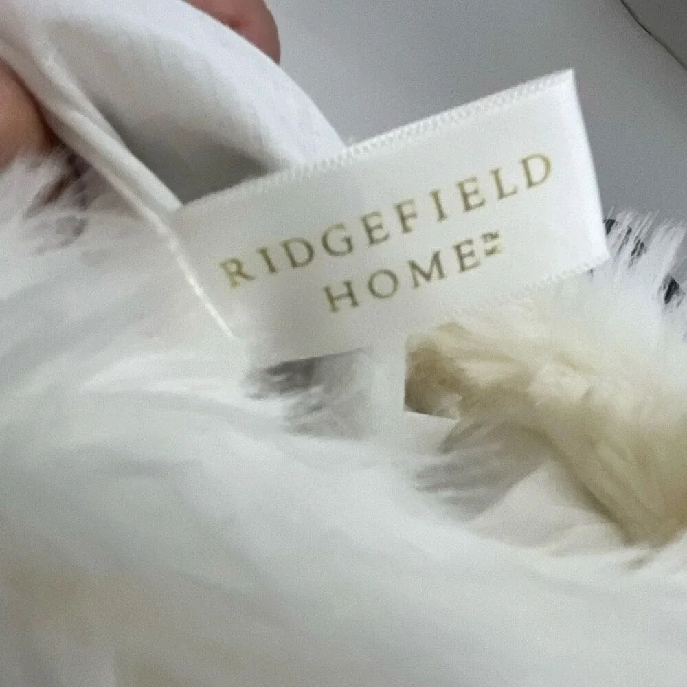 Ridgefield Home Beige White Reindeer Faux Fur Trim Holiday Christmas Stocking